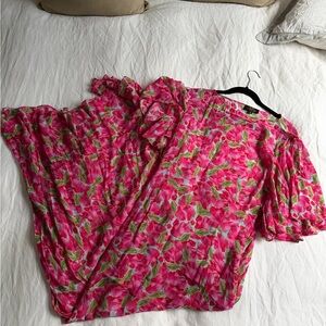 DE LA VALI PINK FLORAL DRESS